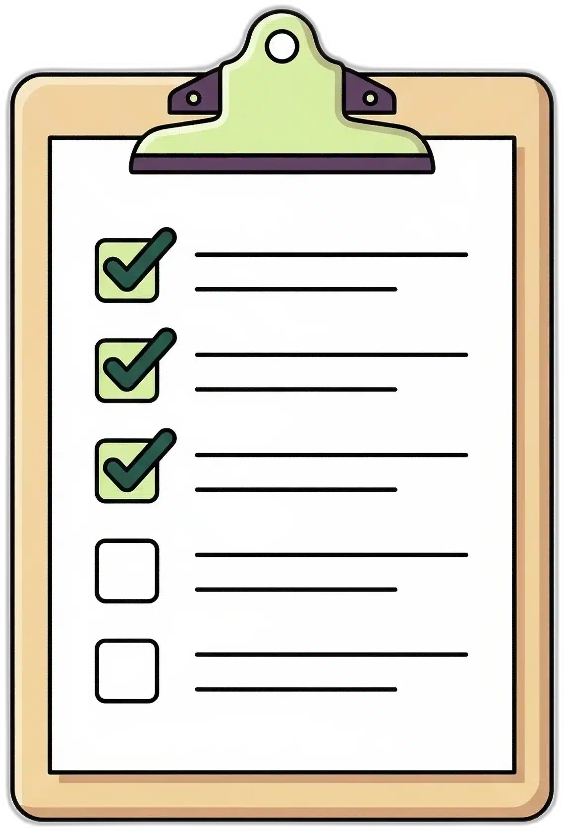 Checklist clipboard illustration showing key insurance points.
